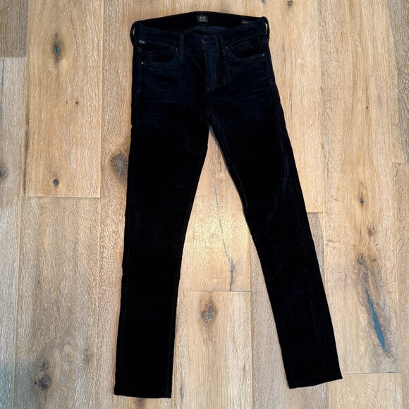Citizens of Humanity Avedon Velvet Pants Low-Rise Skinny Leg Black - Picture 2 of 12